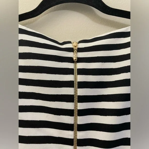 NWT Kate Spade Silk Blend Vivien Striped A-Line Dress in Black and White - 4 - Picture 6 of 12